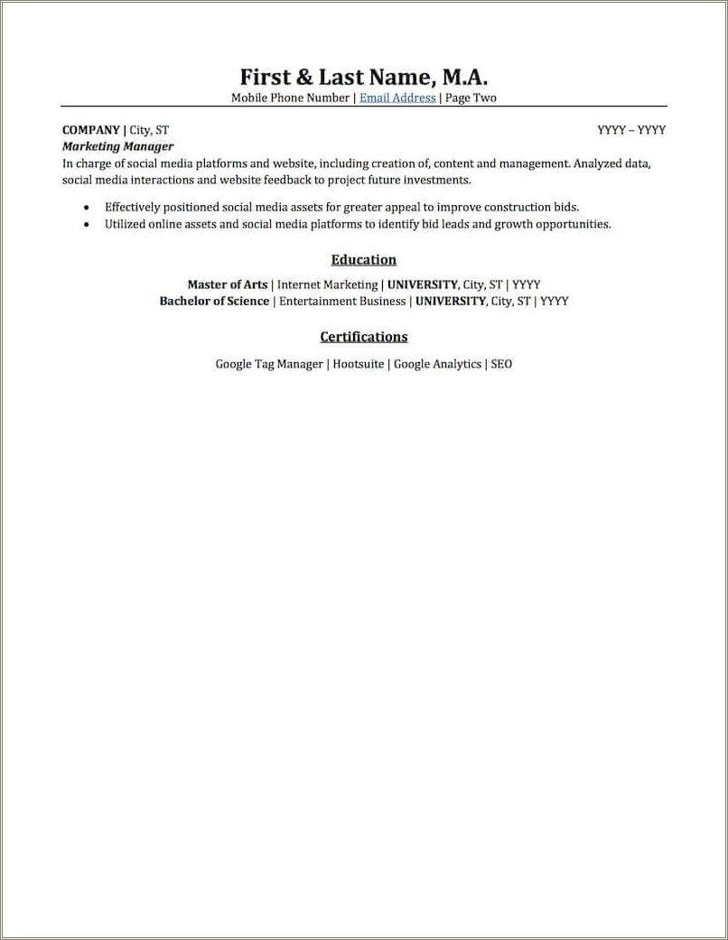 Director Resume Template Word For Insurance Brokerage