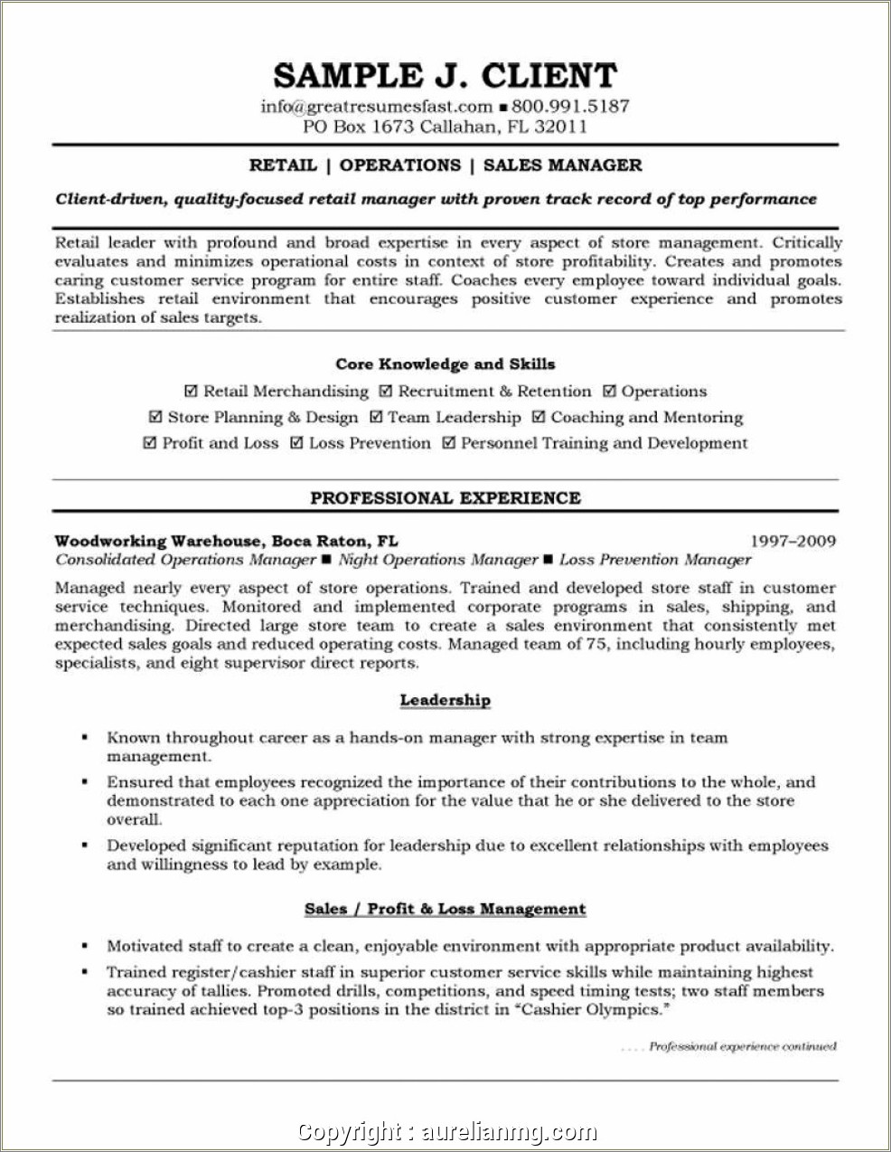 District Loss Prevention Manager Resume Samples