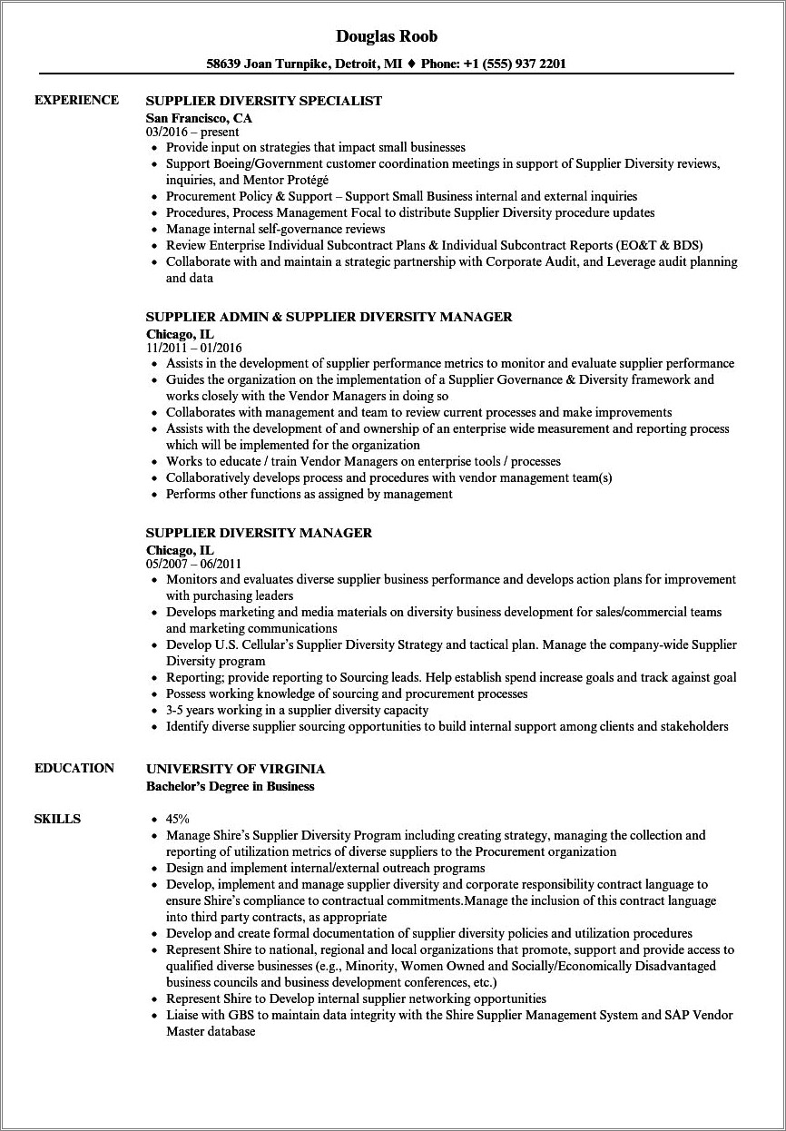 Diversity Program Director Value Propositions Sample Of Resume