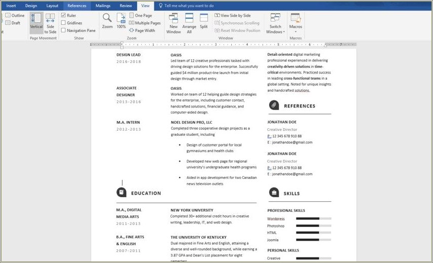 Diy Creative Resume In Microsoft Word Tutorial