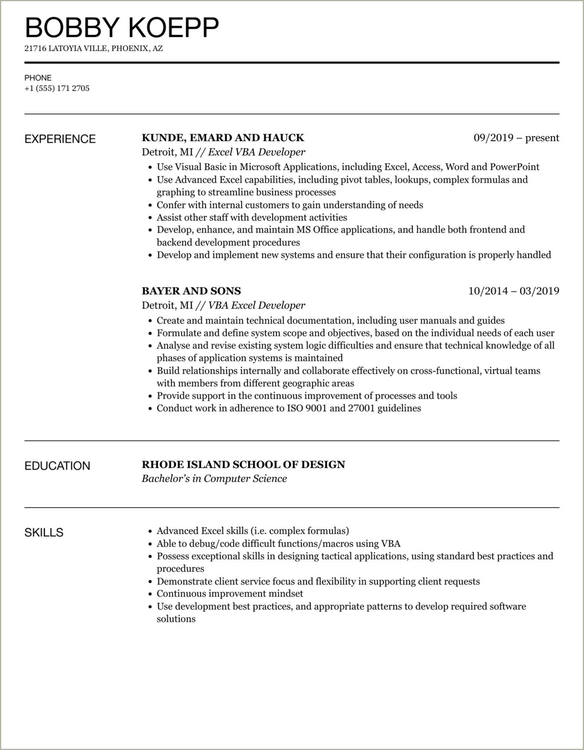 Do Engineering Hiring Managers Like Vba On Resume