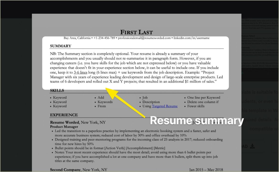 Do You Add Intent In Resume Summary