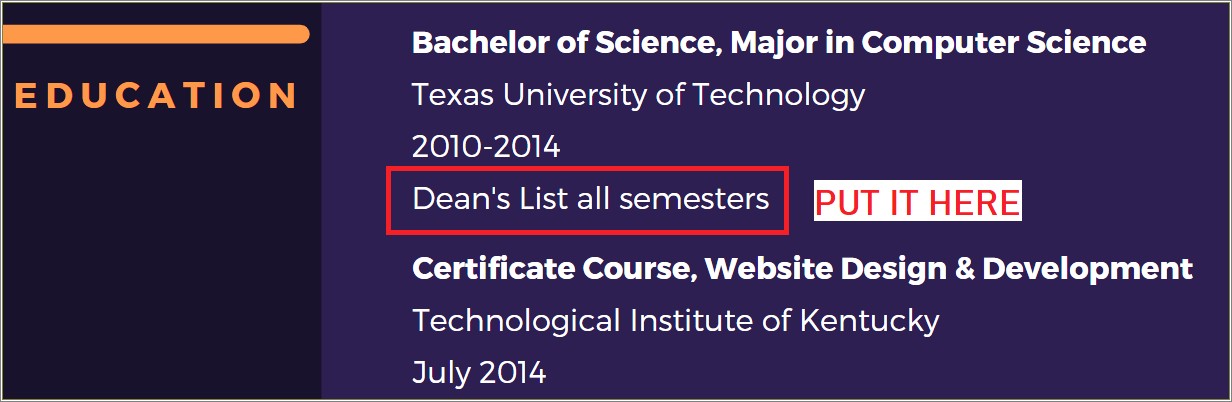 Do You Put Deans List On Ur Resume