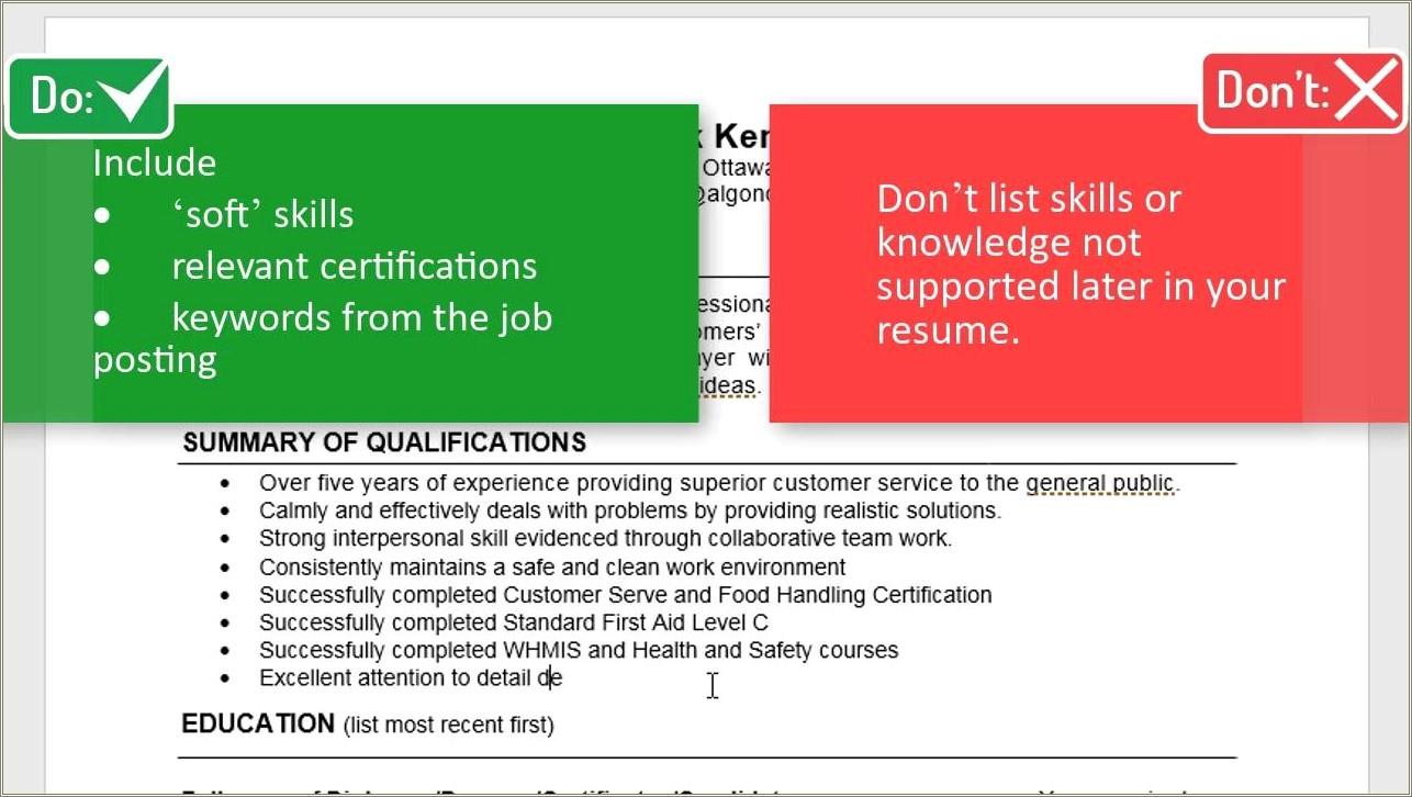 Do You Put Food Handlers License In Resume