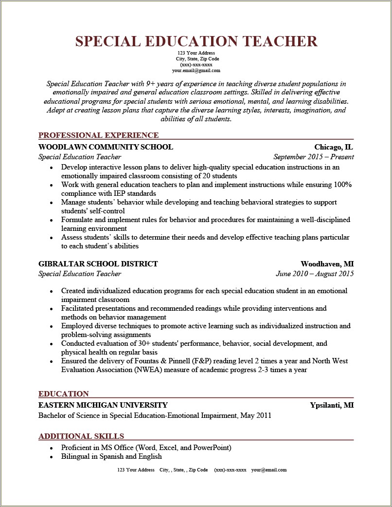 Do You Put Teaching Info On Principal Resume