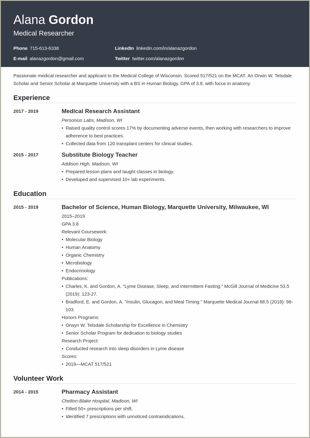 Do You Submit Resume With Med School