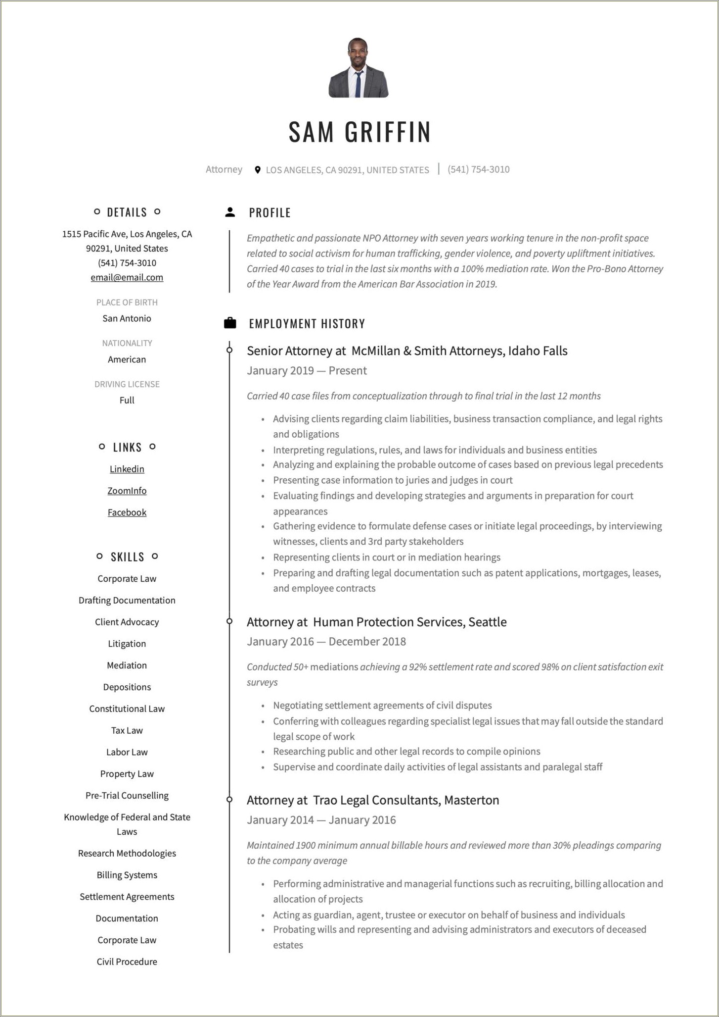 Document Review Attorney Resume Sample Job Description