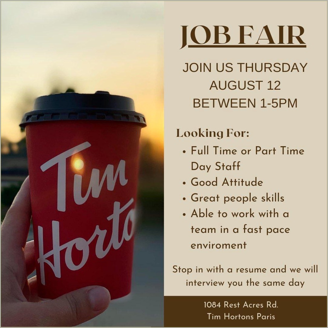 Does Tim Hortons Look Good On A Resume