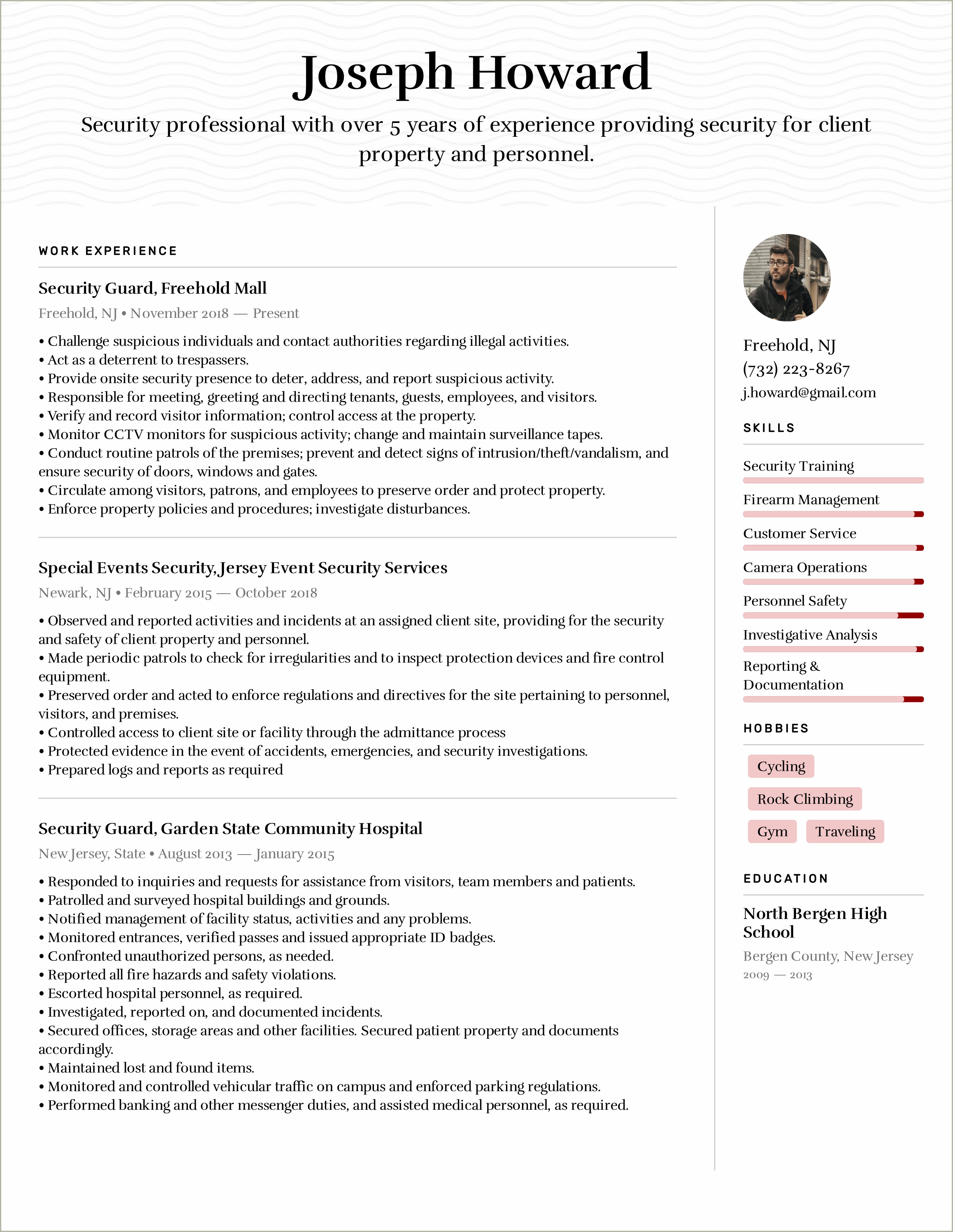 Does Ubarmed Security Look Good Resume