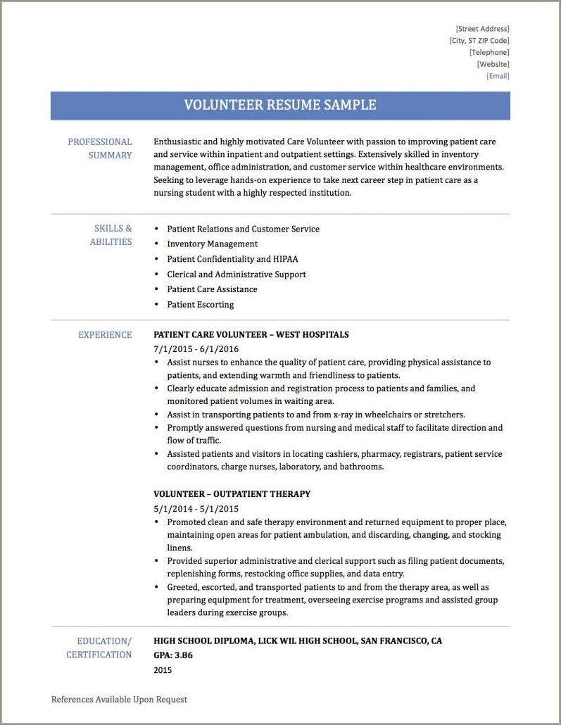 Does Volunteering Count As Woek Experience Resume