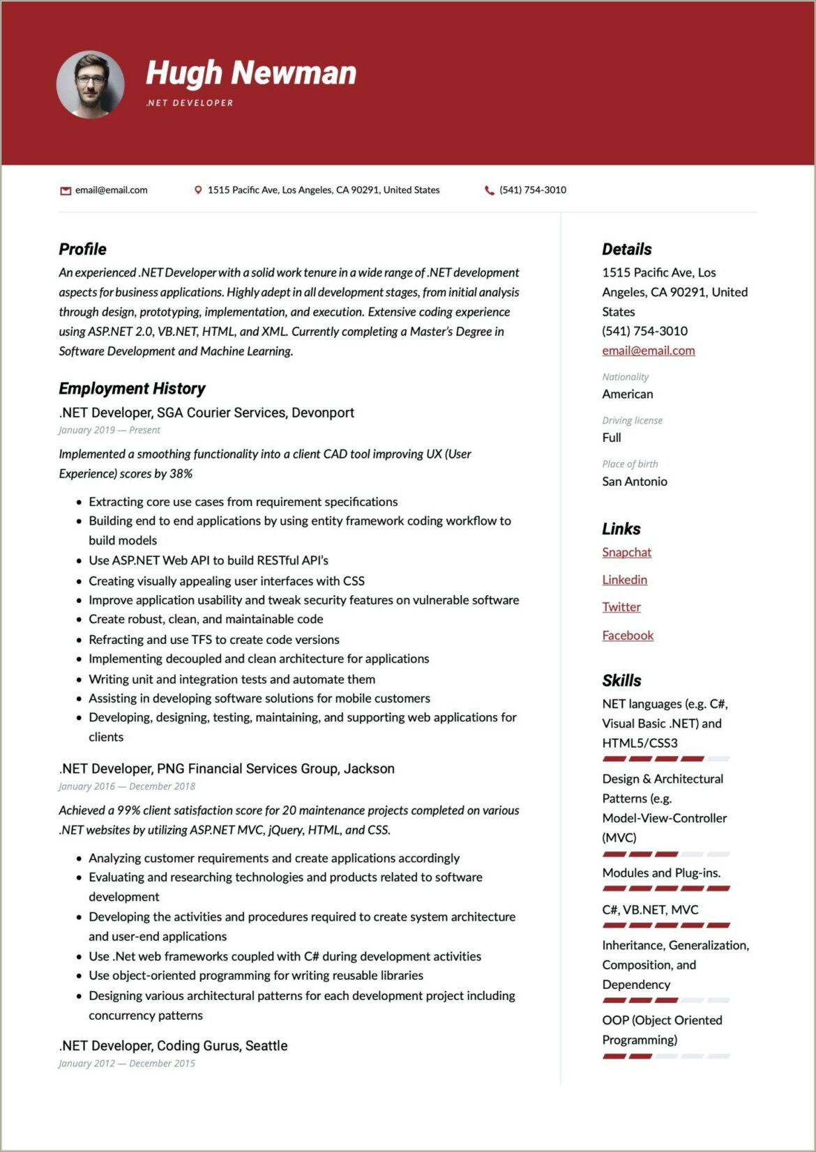 Dot Net Fresher Resume Free Download