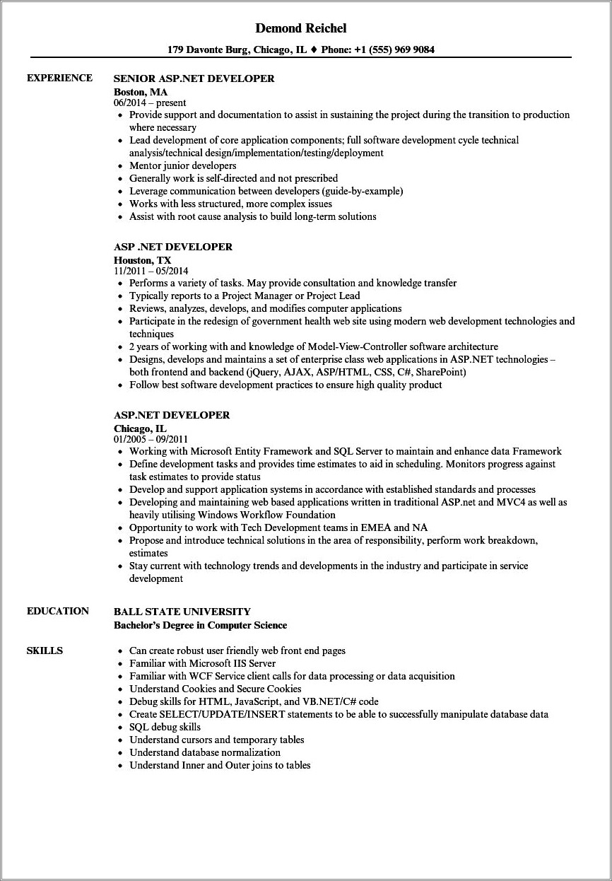 Dot Net Resume 7 Years Experience