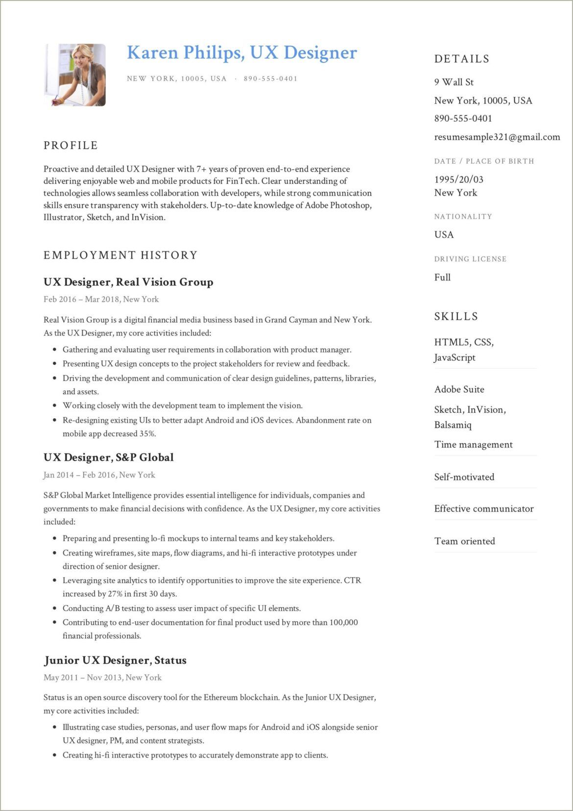 Download Resume Samples For Ui Ux Designers