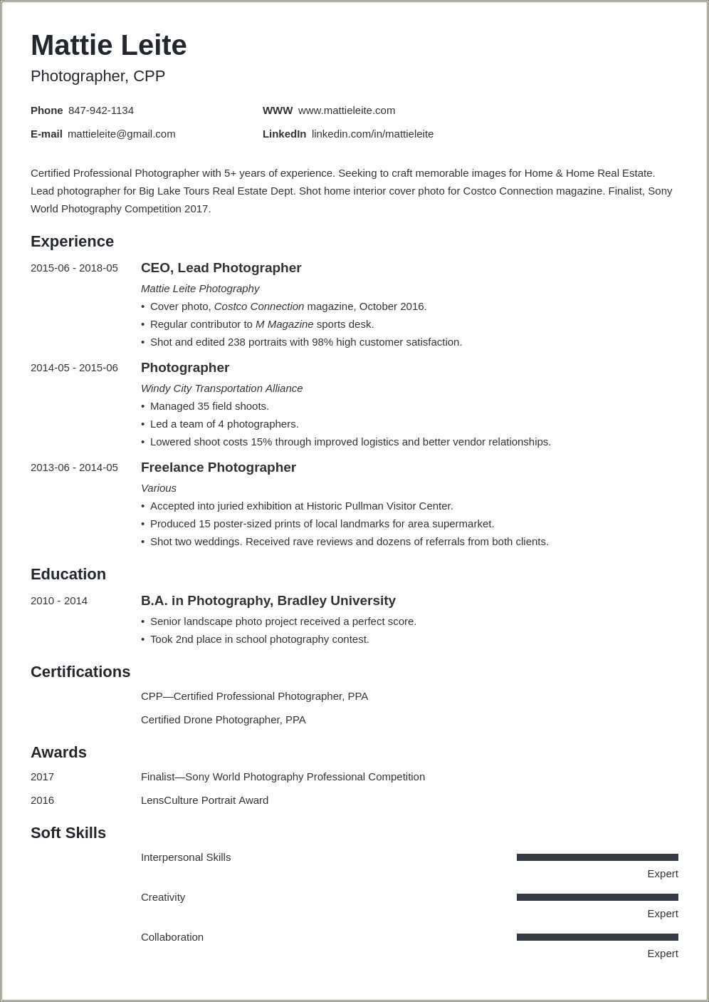 Drone With Camera Experience On Resume