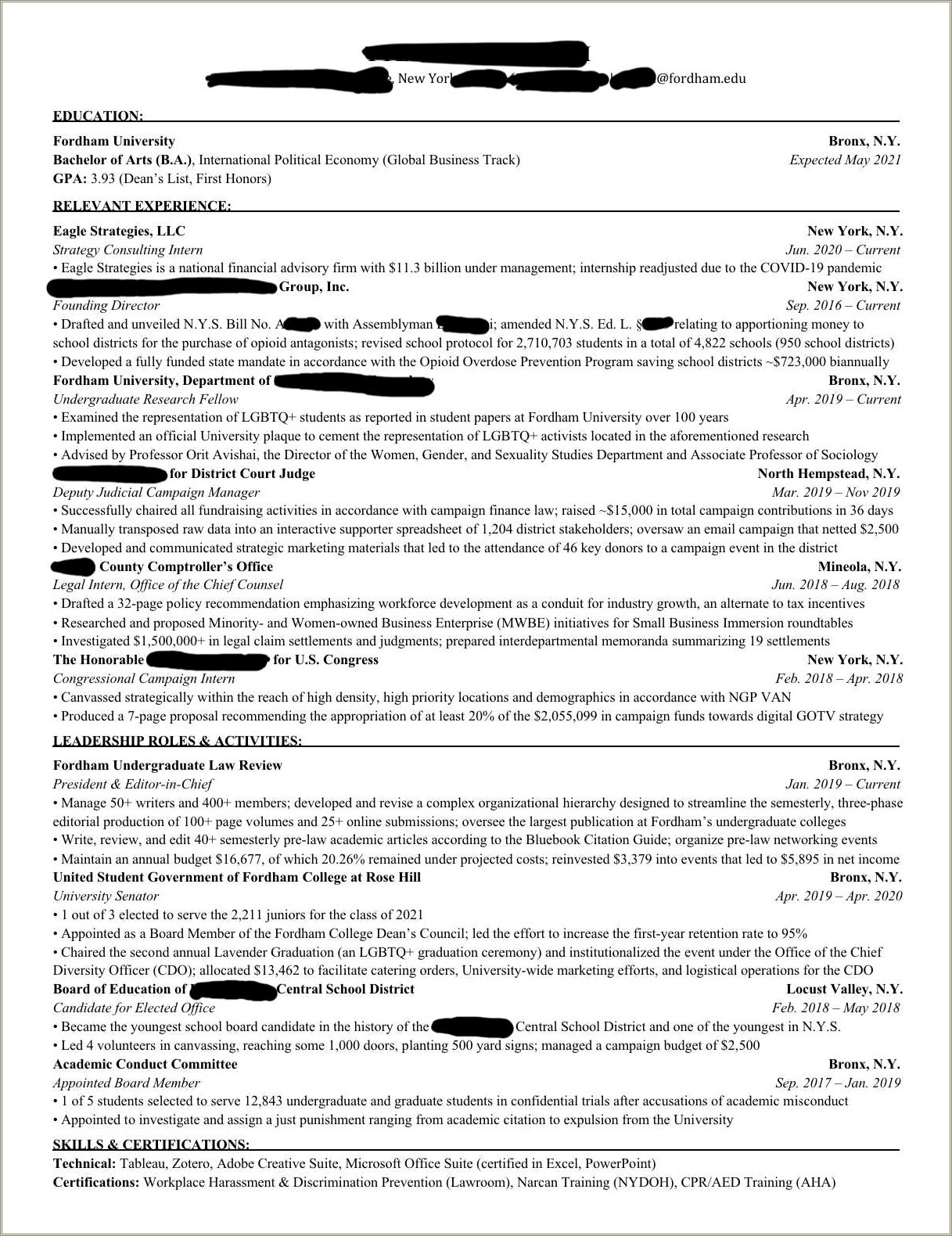 Dropped Out Of Law School Resume