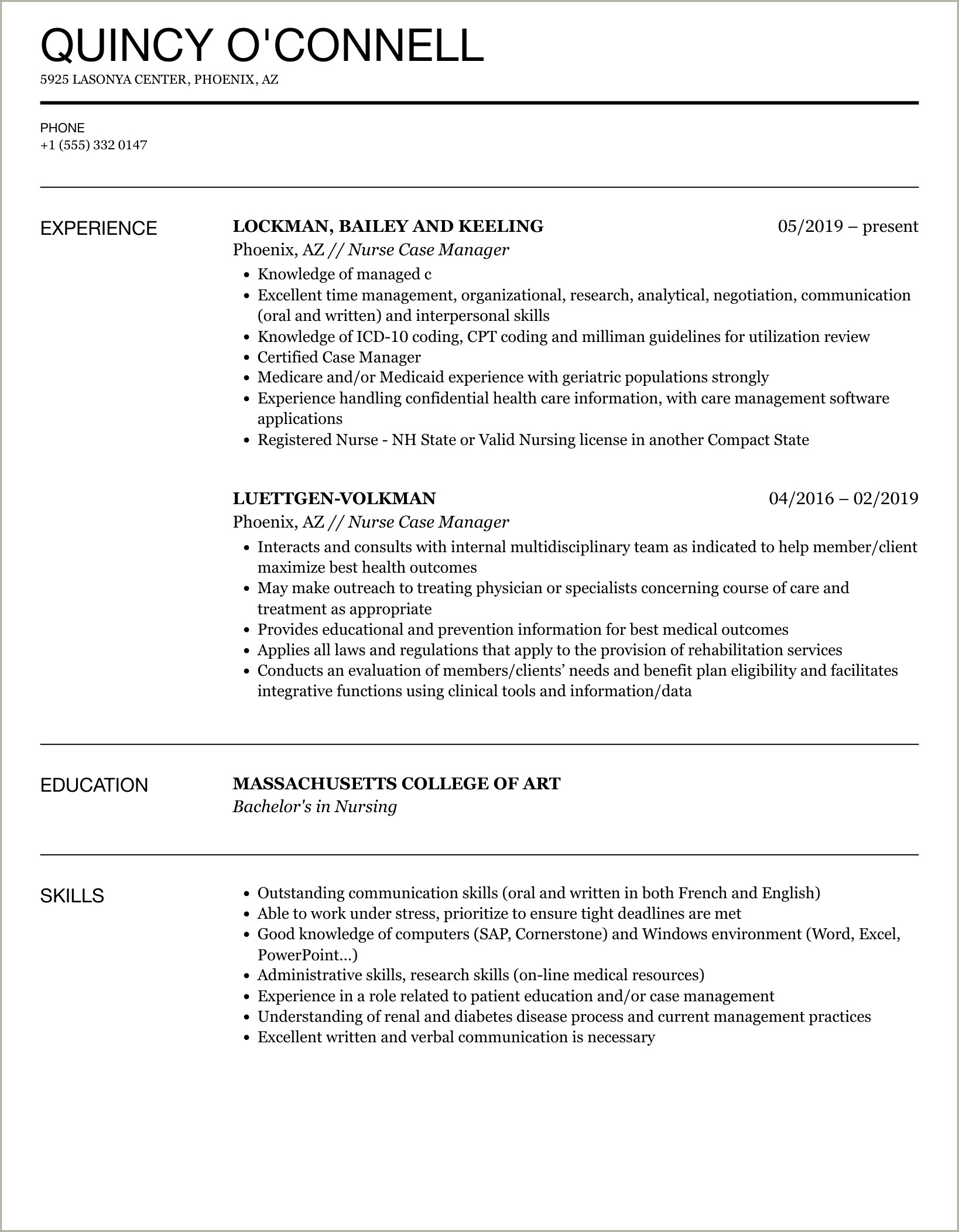 Drug And Alcohol Case Manager Resume