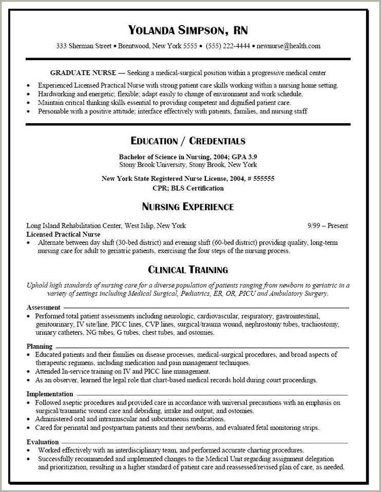 E Ntry Level Registered Nburse Resume Example