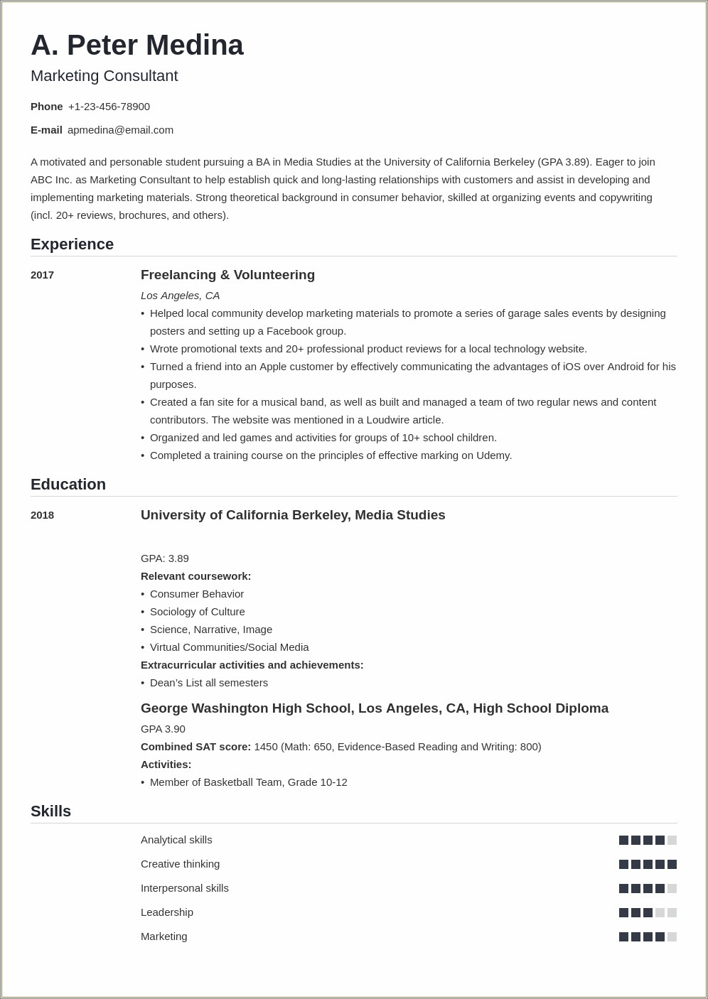 Easy Resume Examples With No Experience