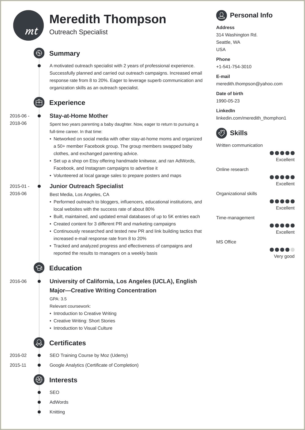 Easy Stay At Home Home Resume Template
