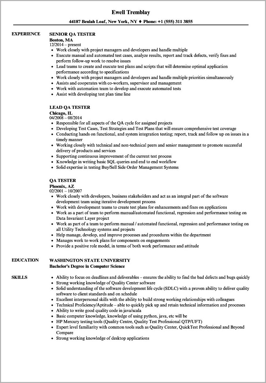 Ecommerce Project Description For Tester Resume