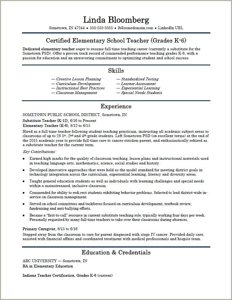 Educatinon Resume Examples After Student Teaching