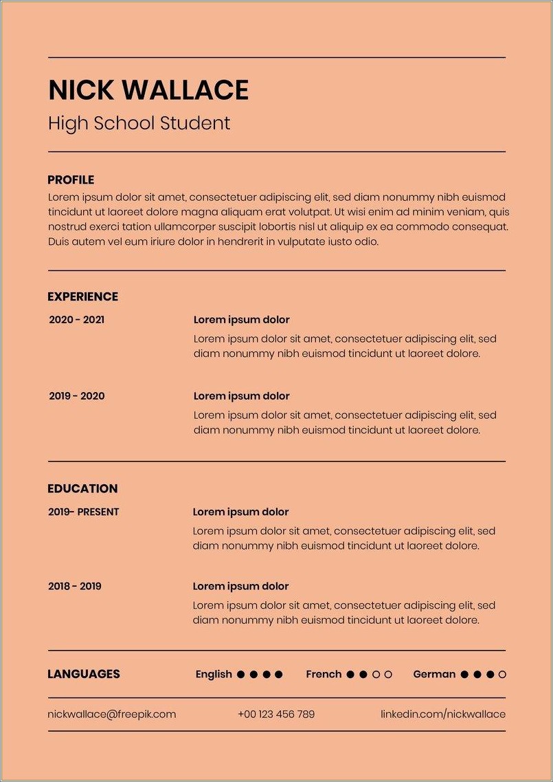 Education On Resume For High School Student