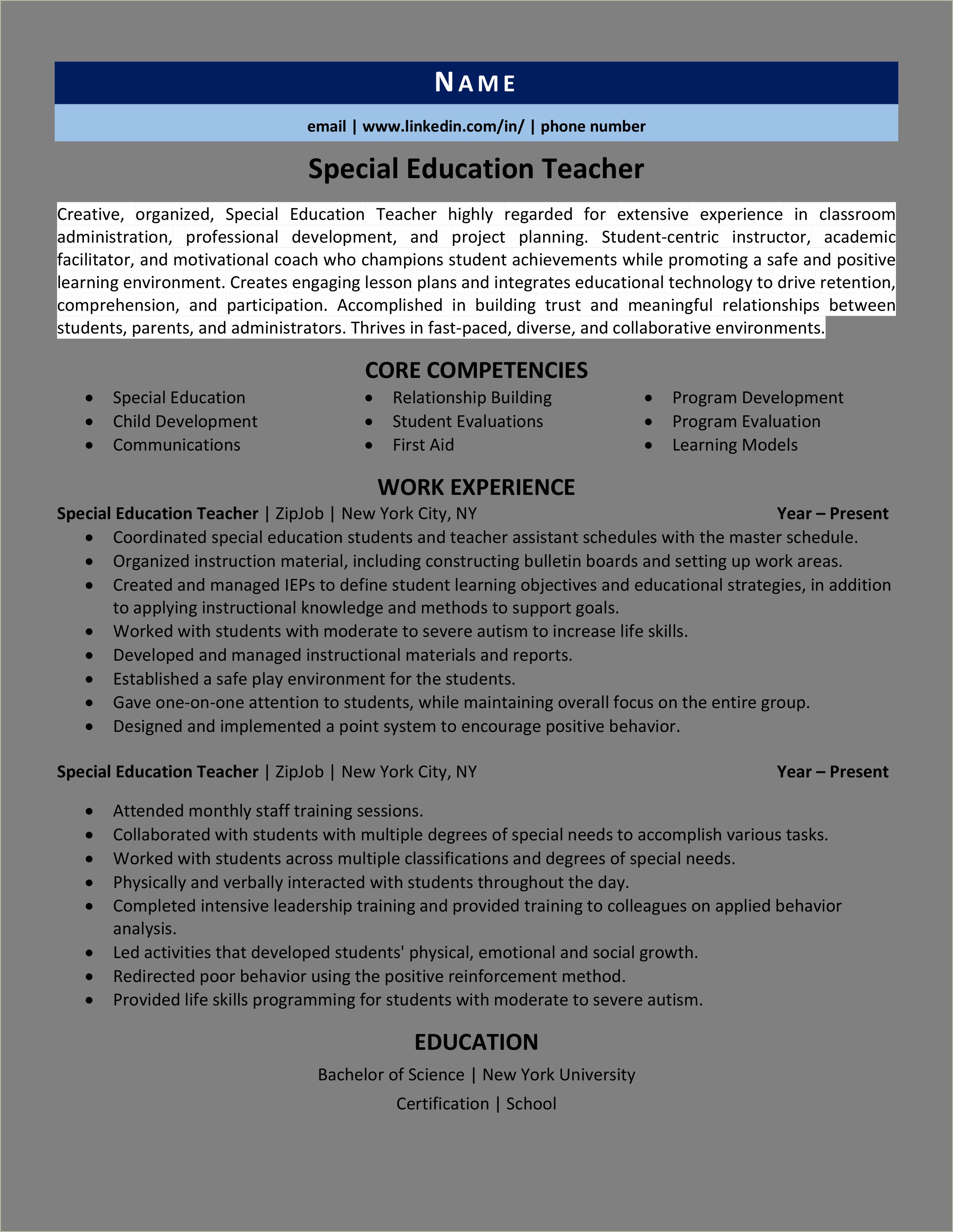 Education Resume Examples High School Graduates