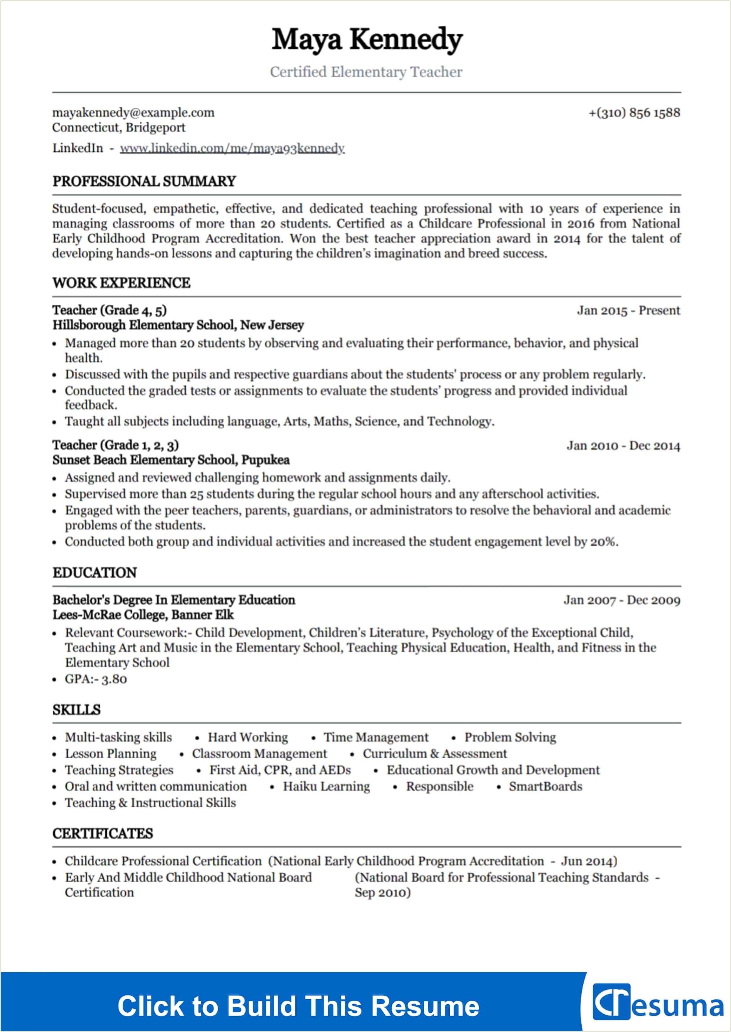 Education Resume Examples Professional Development Section