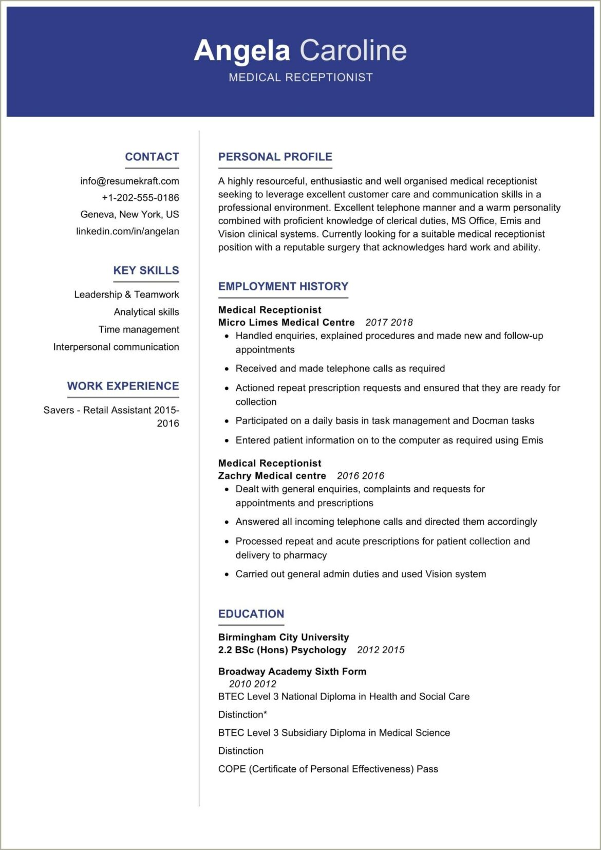 Effective Resume Summary For Healthcare Office Professional