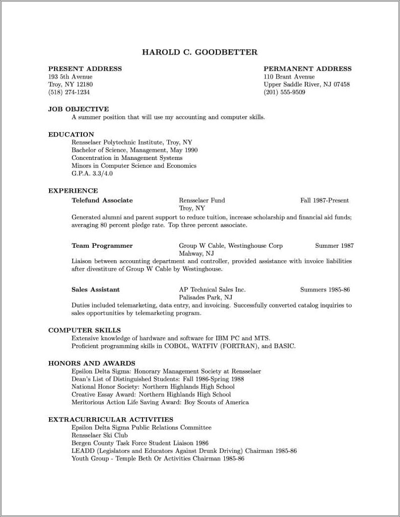 Effective Use Of Experience Colum In Resume