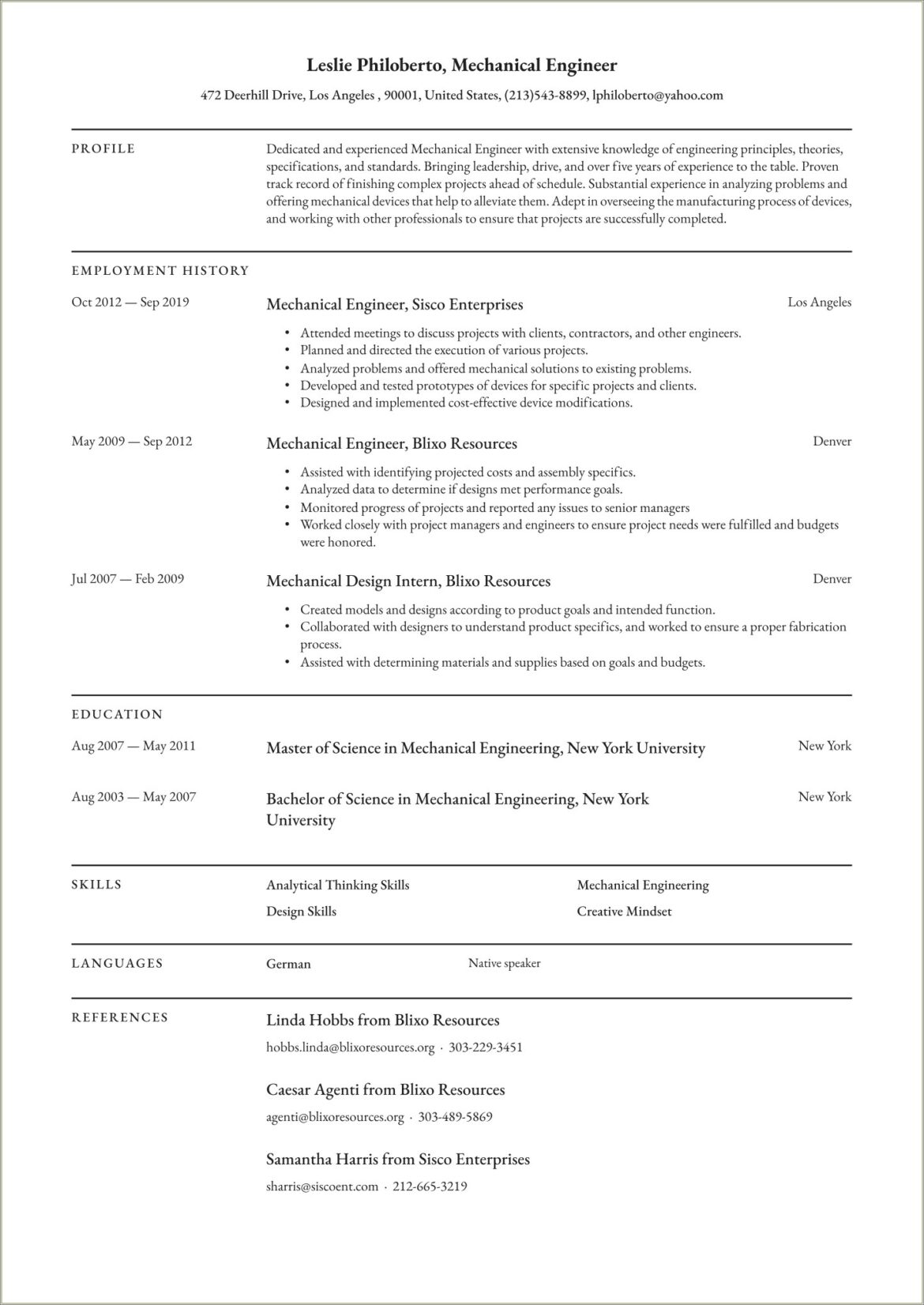 Electrical Engineer Resume Sample Experienced Doc