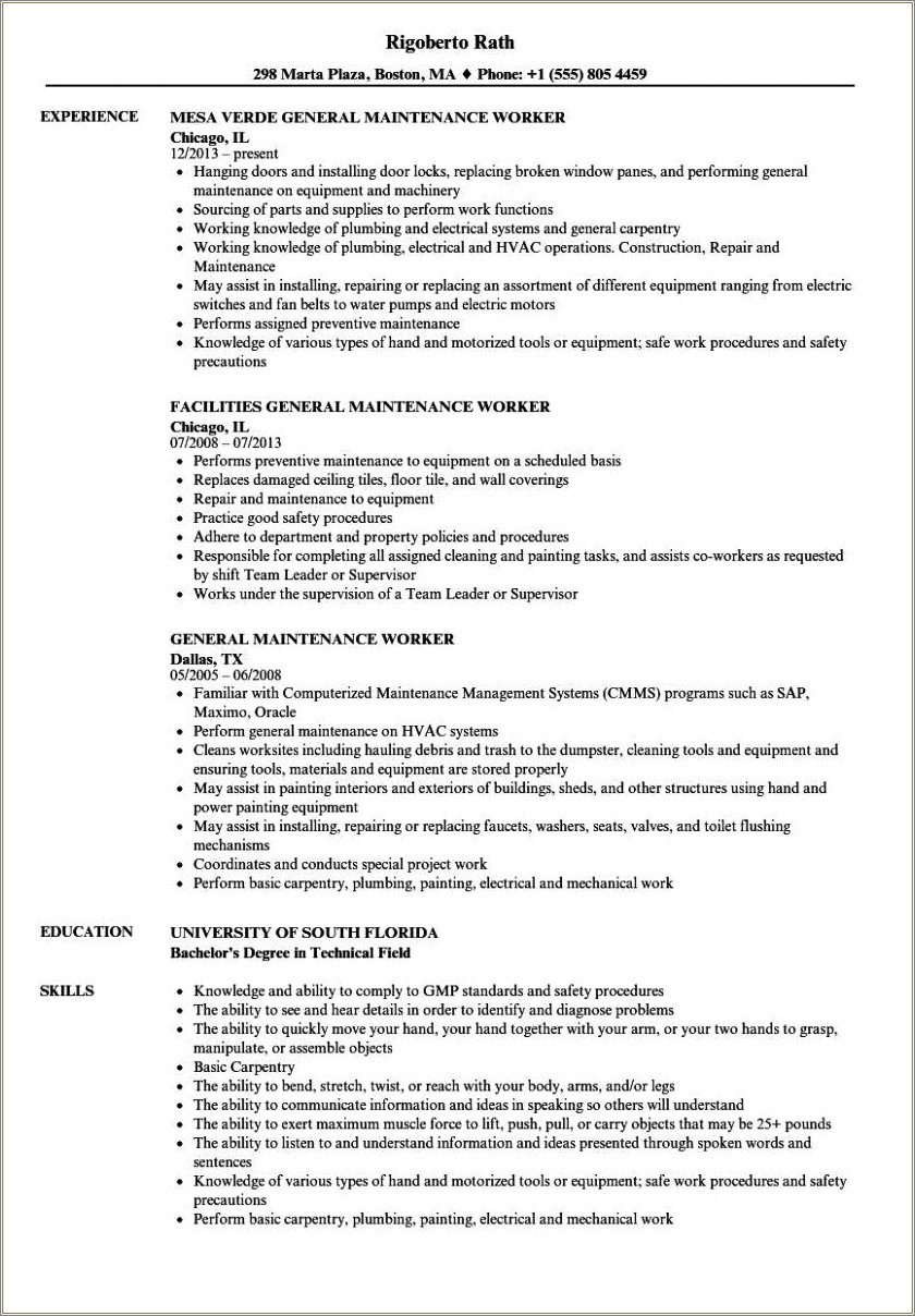 Electrical Experience To Put On Resume