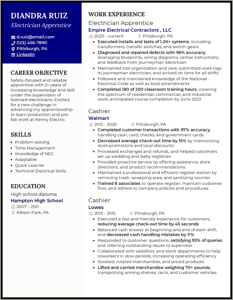 Electrician Skills And Abilities For Resume
