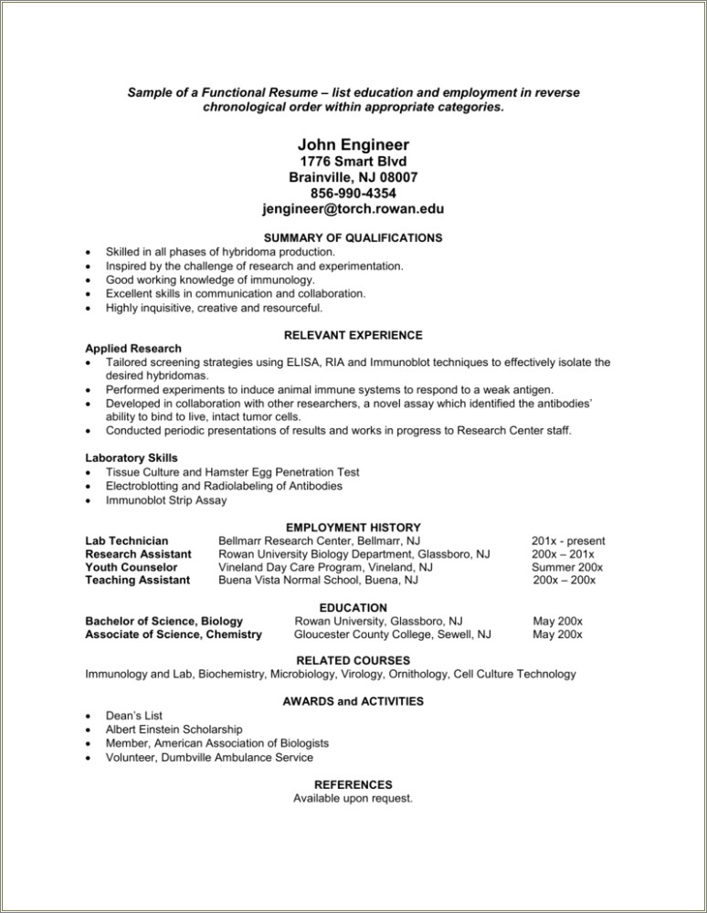 Elisa Assay Skills For A Resume Example