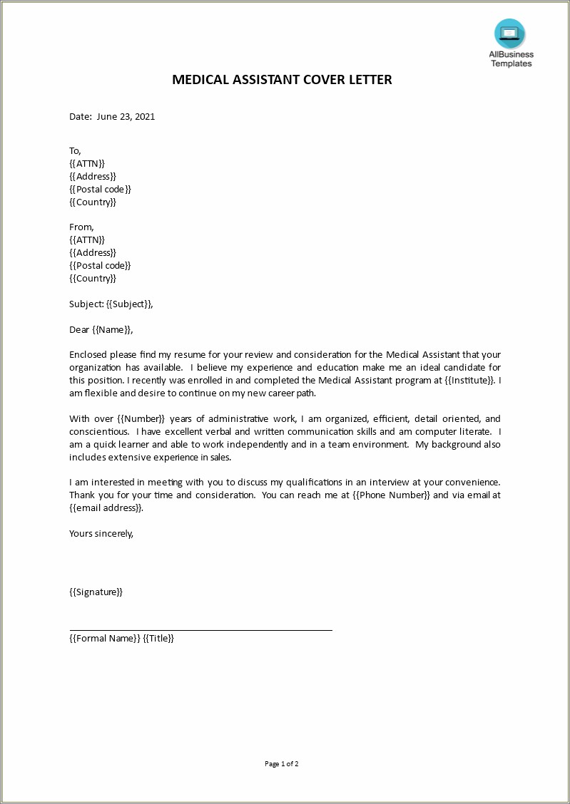 Email Cover Letter And Resume Examples