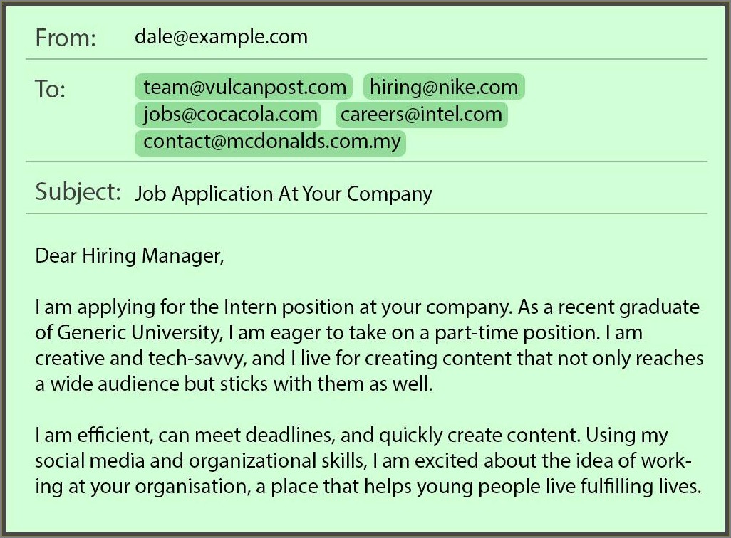 Email Example To Send A Resume