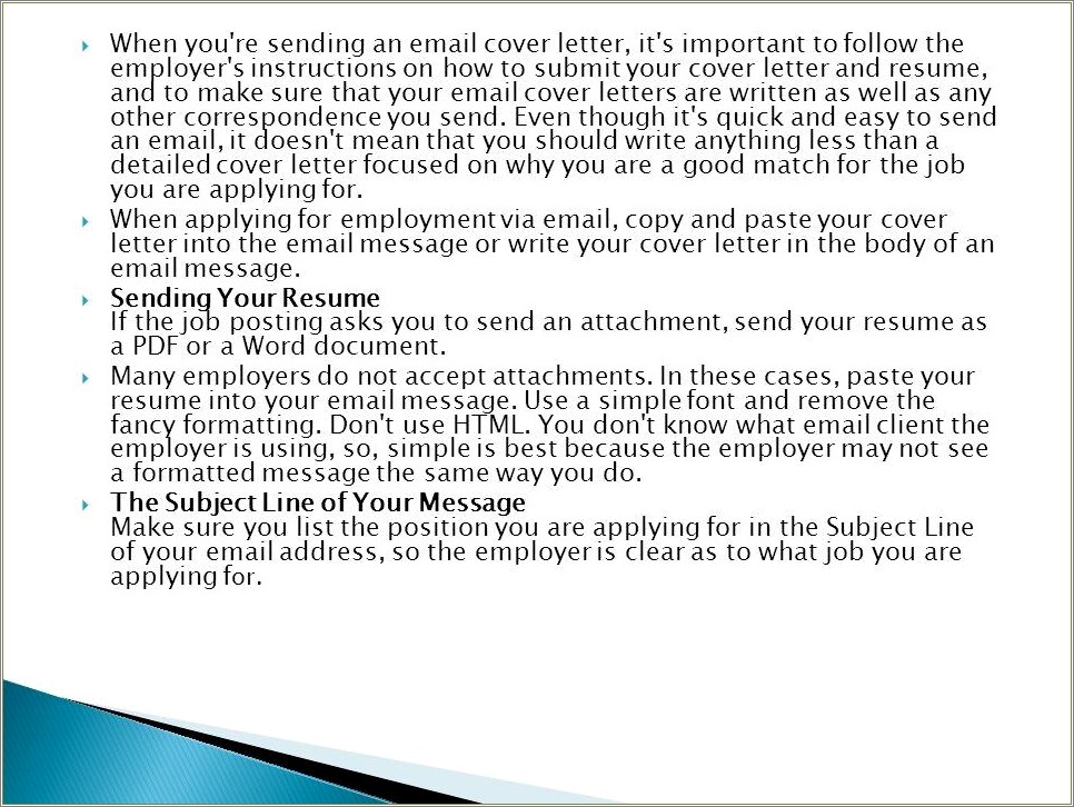 Email For Resume And Cover Letter Submission
