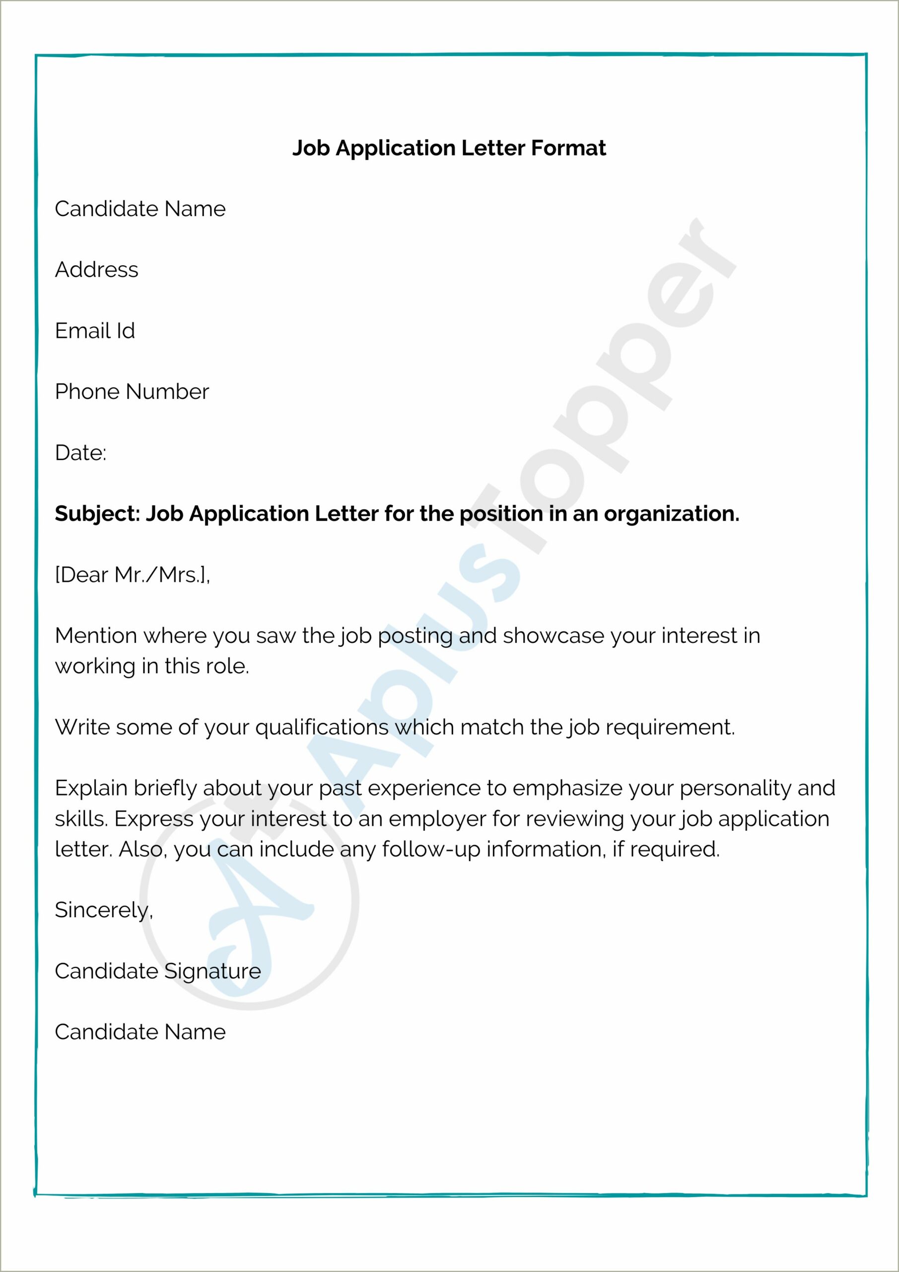 Email Format For Job Application With Resume