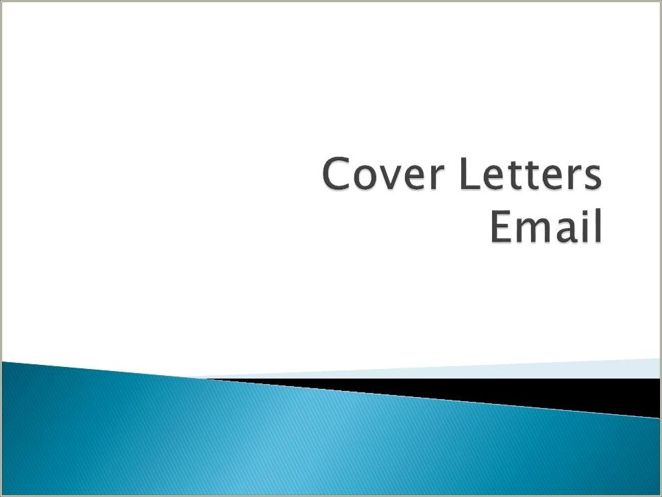 Email Submitting Cover Letter And Resume