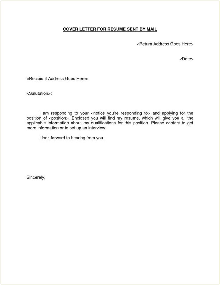 Email With Resume And Cover Letter Sample