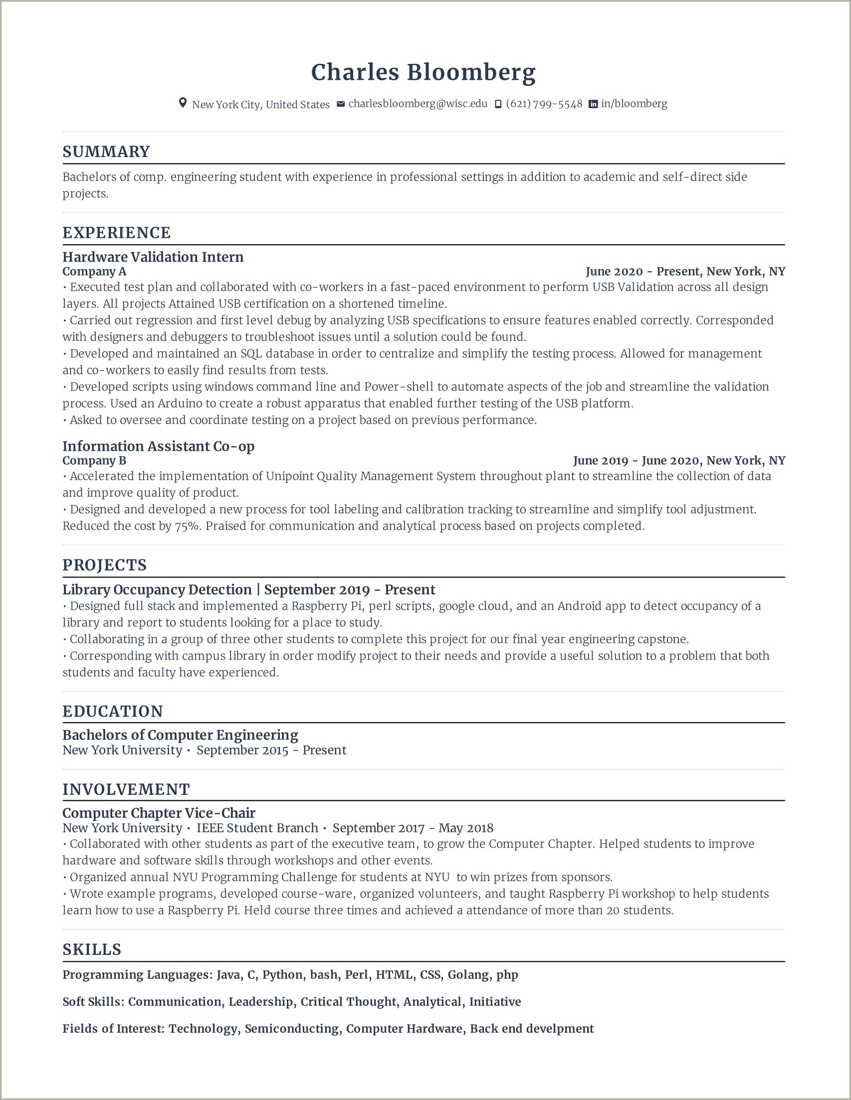 Embedded Systems Resume For 3 Year Experience