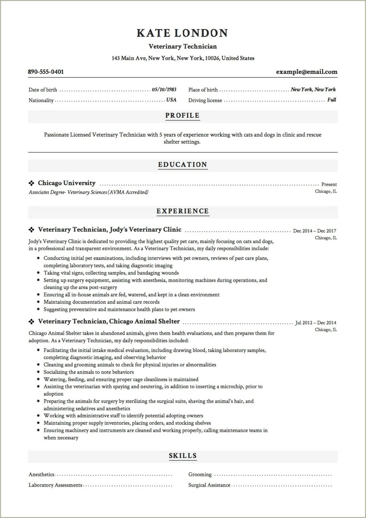 Emergency Room Tech Resume No Experience