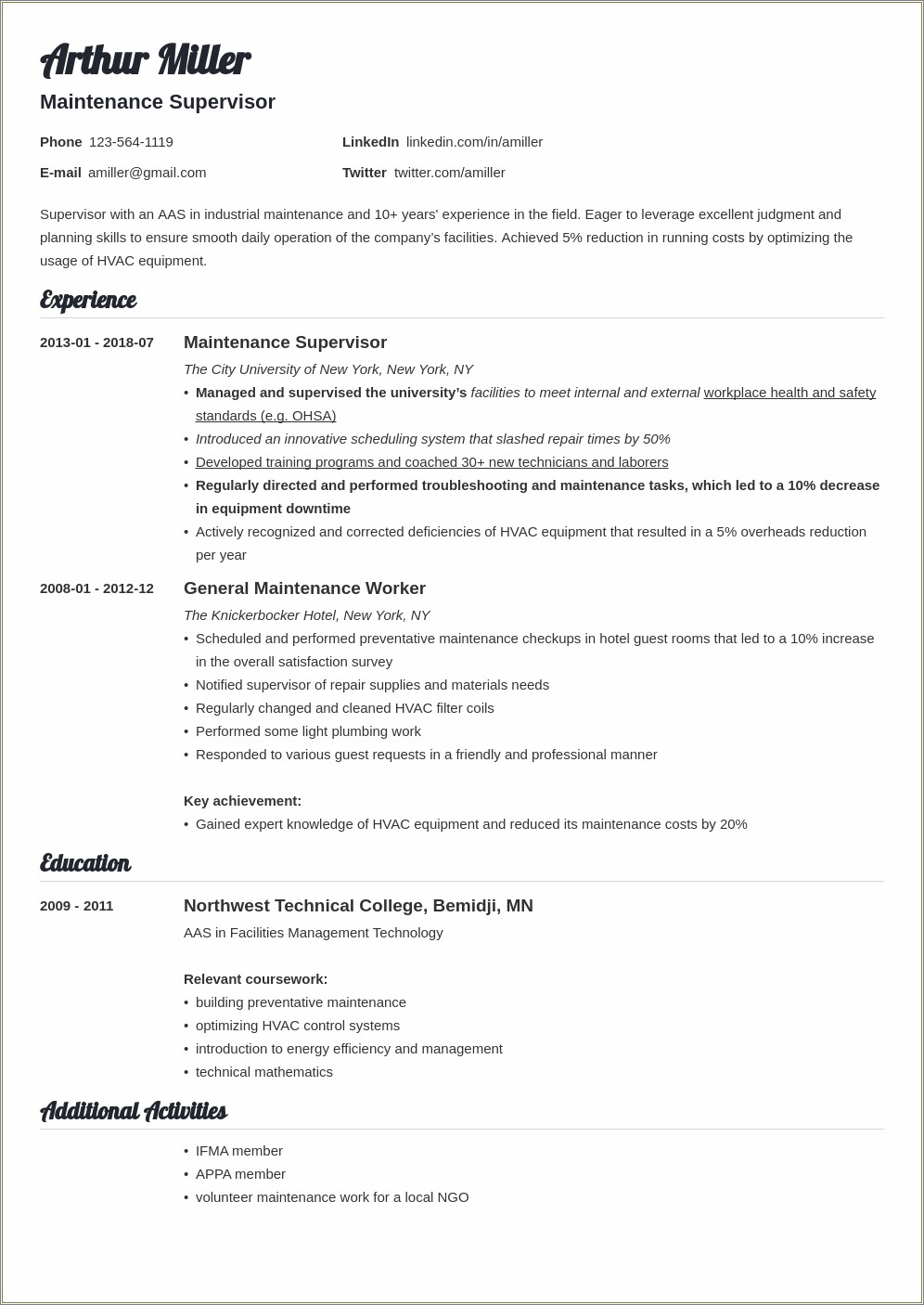 Emerging Museum Professional And Resume Sample