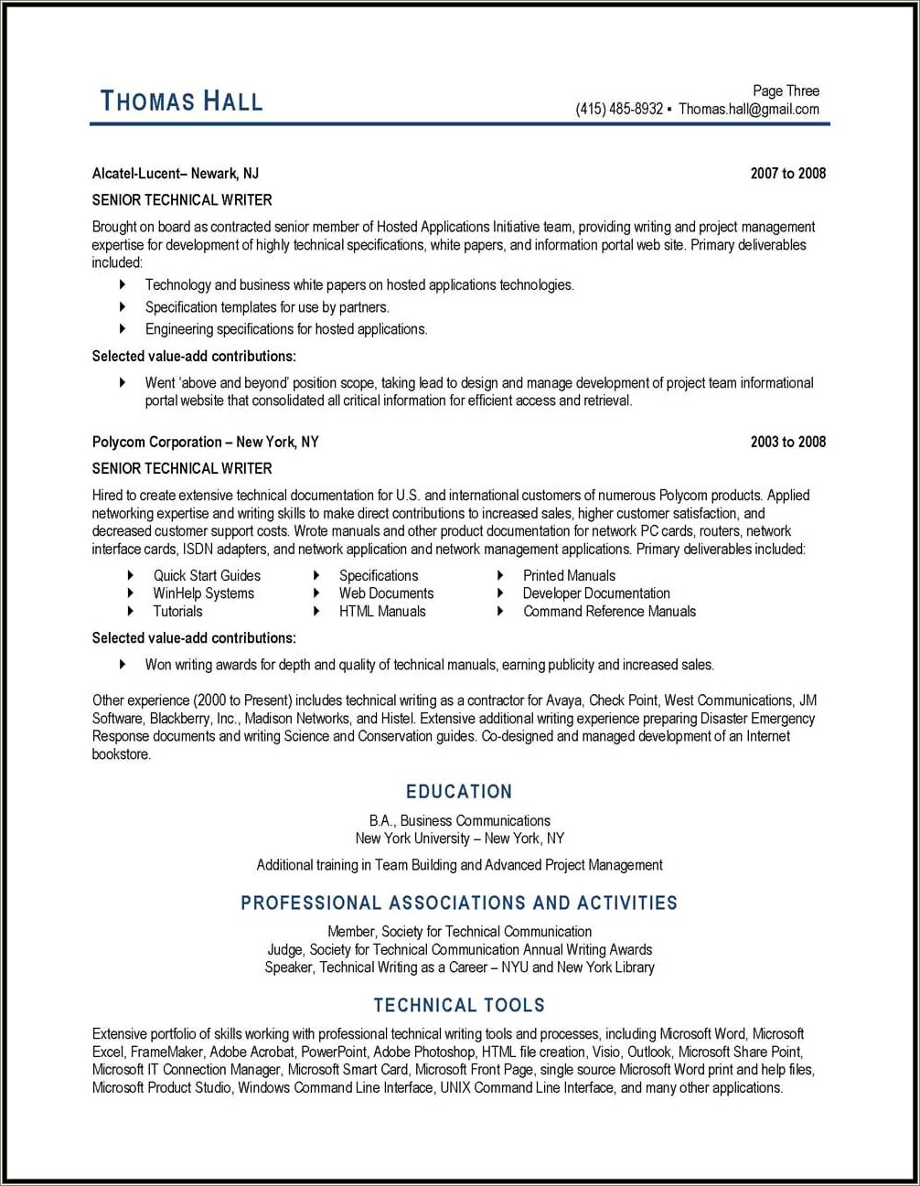 Eng 407a Business And Technical Writing Resume Template