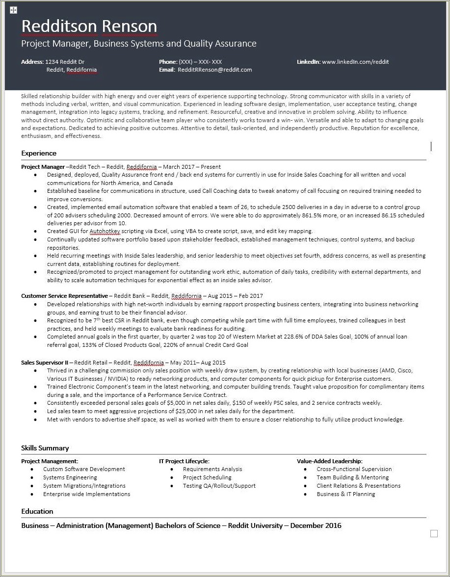 Engineering Project Manager Skills For Resume