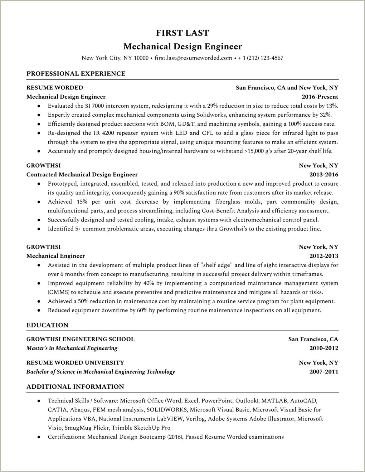 Engineering Resume Template Microsoft Word 2007