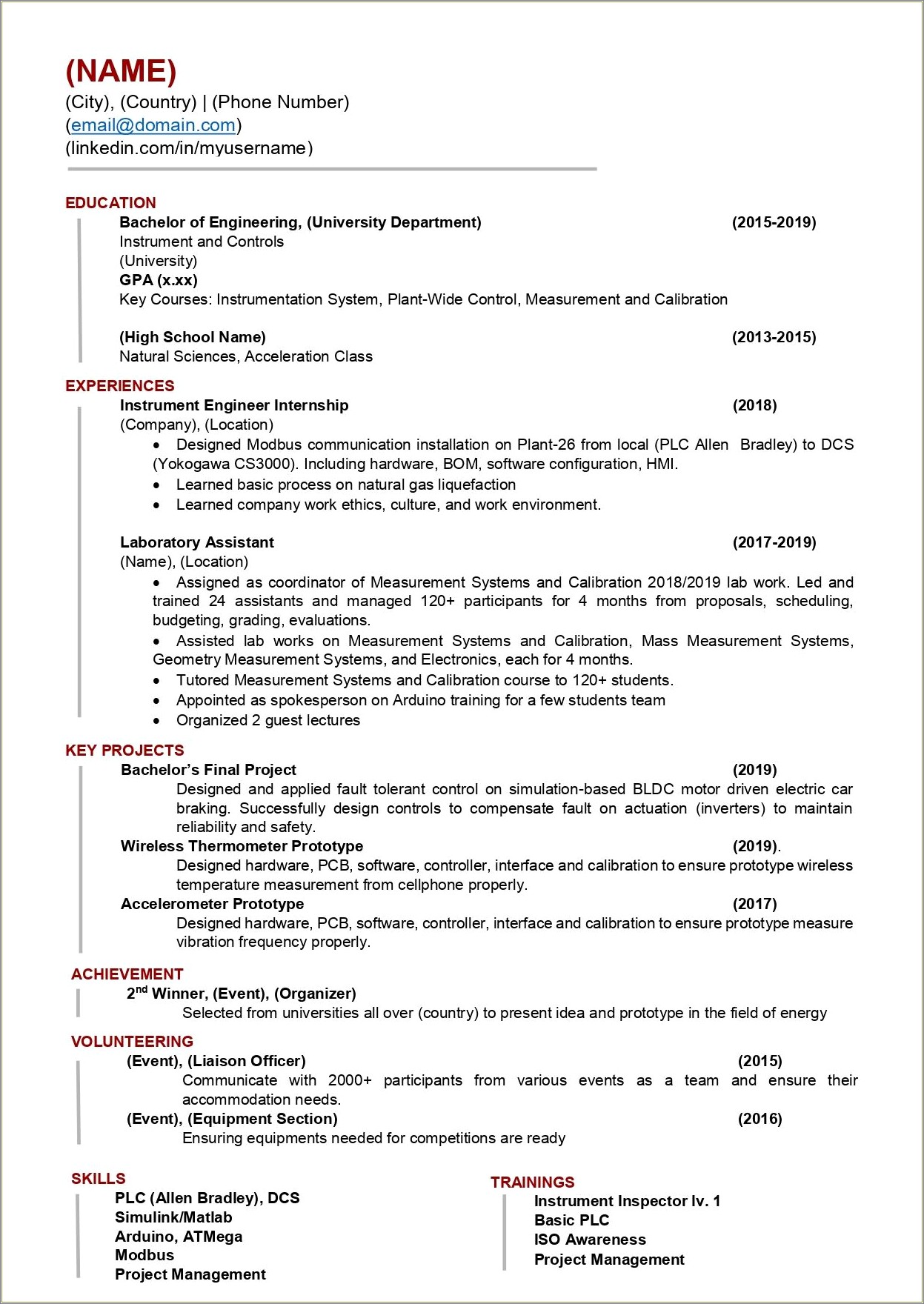 Engineering Resume Where To Put Department Team Name