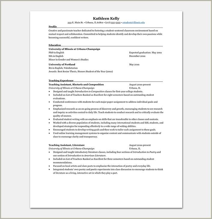 English Teacher Resume Template Indian Pdf