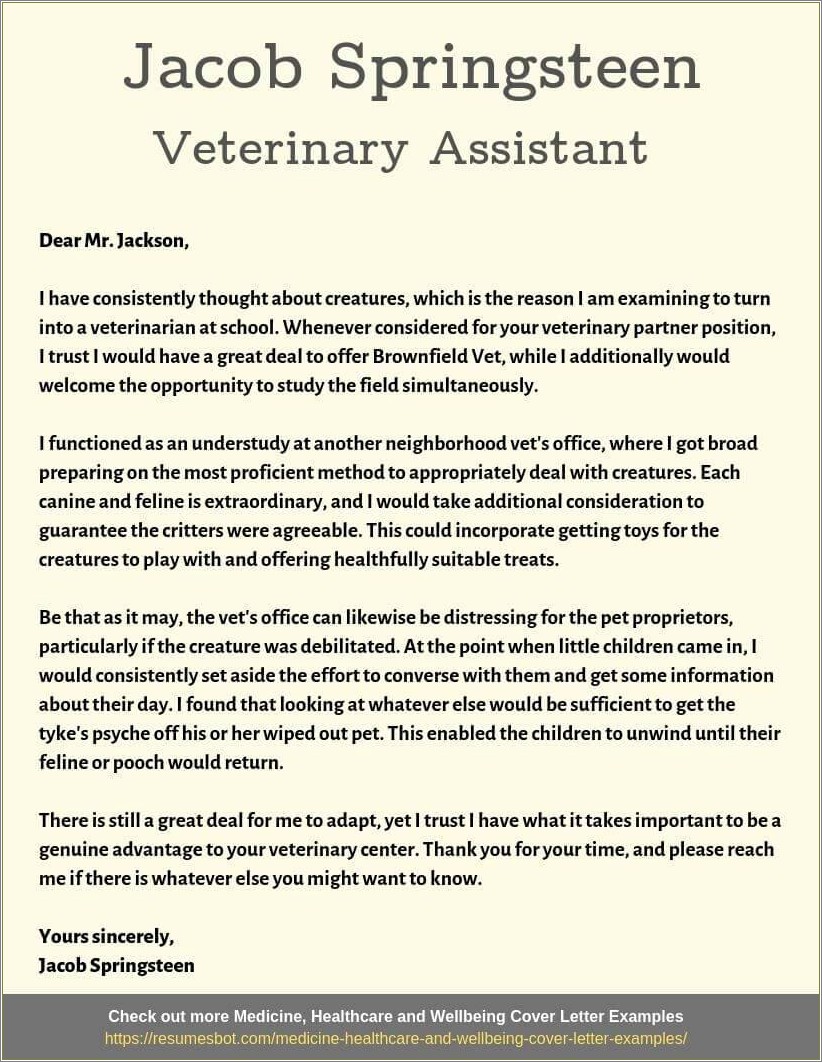 Enrty Level Vet Assistant Resume Examples