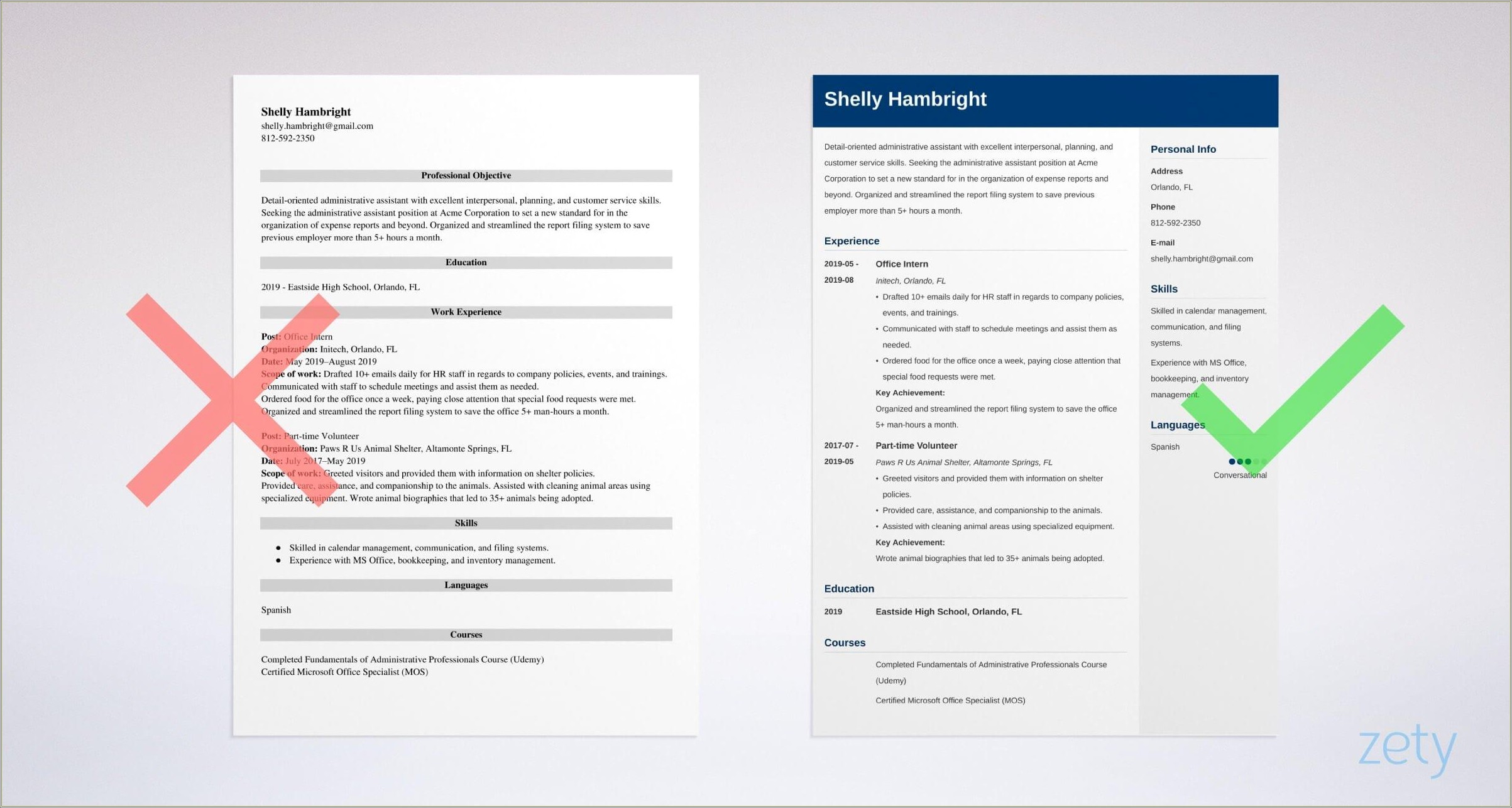 Entery Level Adminstrative Resume Template For Free